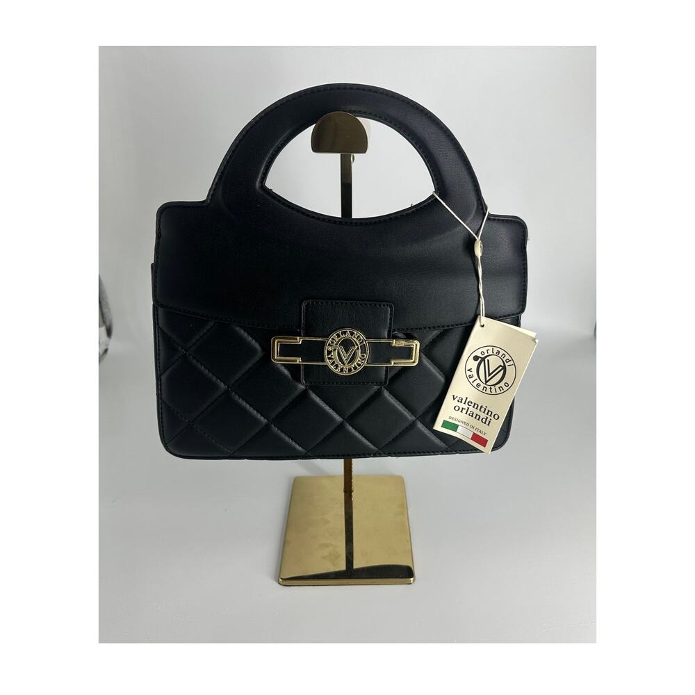 Valentino Orlandi Vegan Leather bag, Black with Gold Hardware, Crossbody Bag NWT